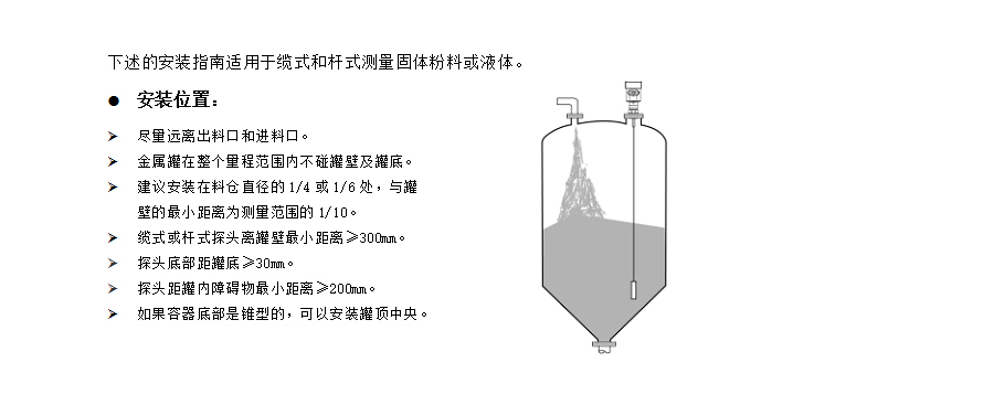 智能导波雷达液位计安装位置