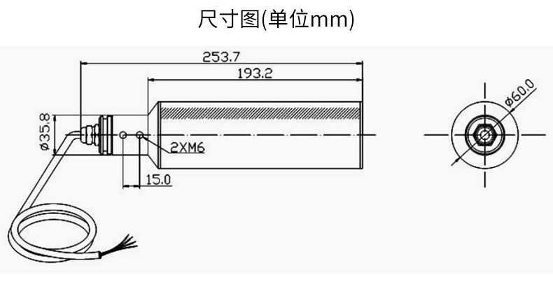 银河集团186netMIK-PSS100在线污泥浓度计传感器尺寸