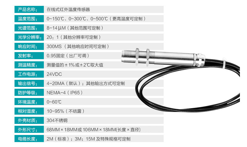 银河集团186netMIK-AL工业在线红外测温仪参数